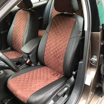 Авточехлы Автопилот черный шоколад алькантара Ромб